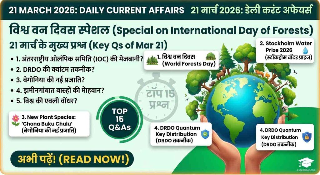 21 March 2026 Current Affairs, GK Quiz in Hindi