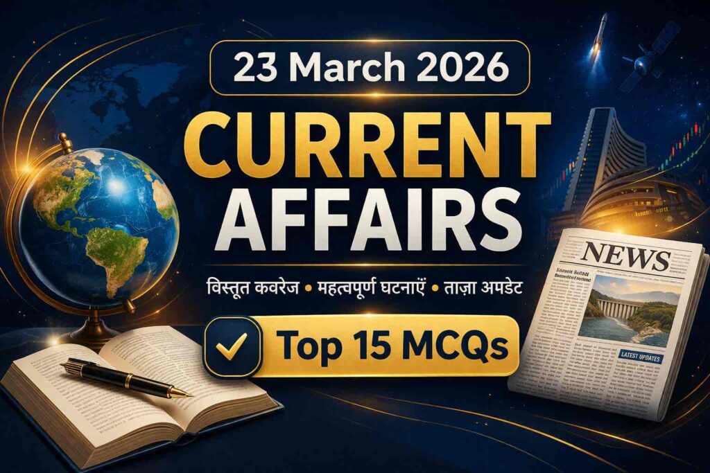23 March 2026 Current Affairs in Hindi – Top 15 MCQs with Explanation | GK GS